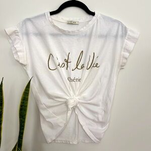 Vic Bee “C'est La Vie Cherie” Ruffle Sleeve T-Shirt
